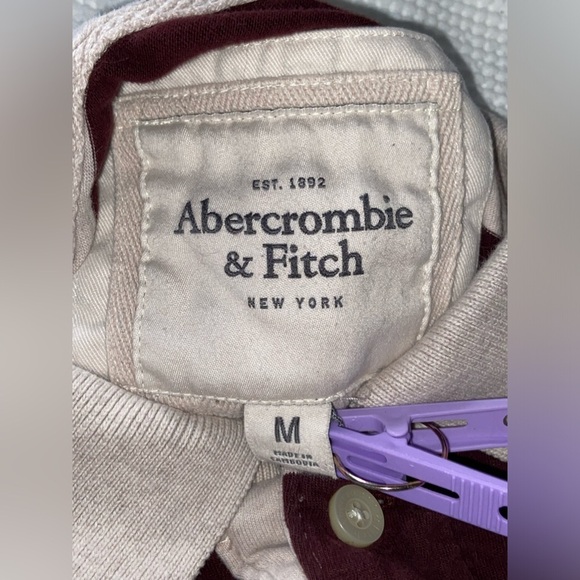 2/40$ Men’s ABERCROMBIE&FITCH muscle fit striped brown and beige Polo sz medium‎ - Picture 4 of 9